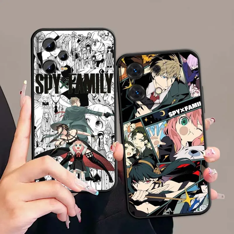 

Cute SPY x FAMILY Pattern For Xiaomi Redmi Note 14 13 12 12S 11E 11 11S 11T Pro Plus 4G 5G Black Soft TPU Cover