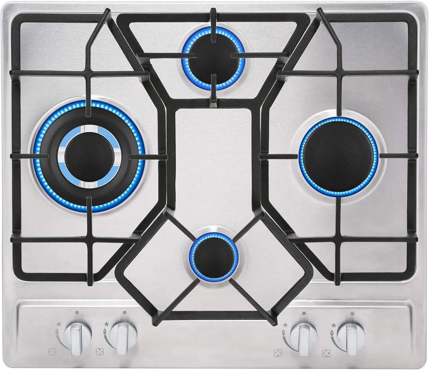 

Gas Stove Cooktop with 4 Sealed Burners NG LPG Convertible in Stainless Steel, 24 Inch