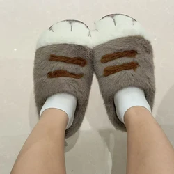 New Vivid Fuzzy Cat Paw Slippers Woman Warm Indoor Furry Slides Women Kitten Claw Slippers Autumn Winter Home Shoes Kitty Sliper