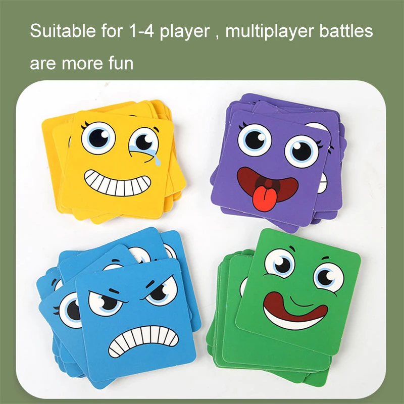 Face Changing Puzzle Cube  Magic Board Games Building Blocks Montessori Expression Cards Toys for Kids Gifts