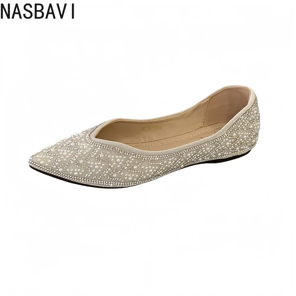 

Flat Bottomed Pointed Shallow Cut Single Shoe Women's 2026 Summer New Temperament Luxury Designer Rhinestone Wedding Shoes