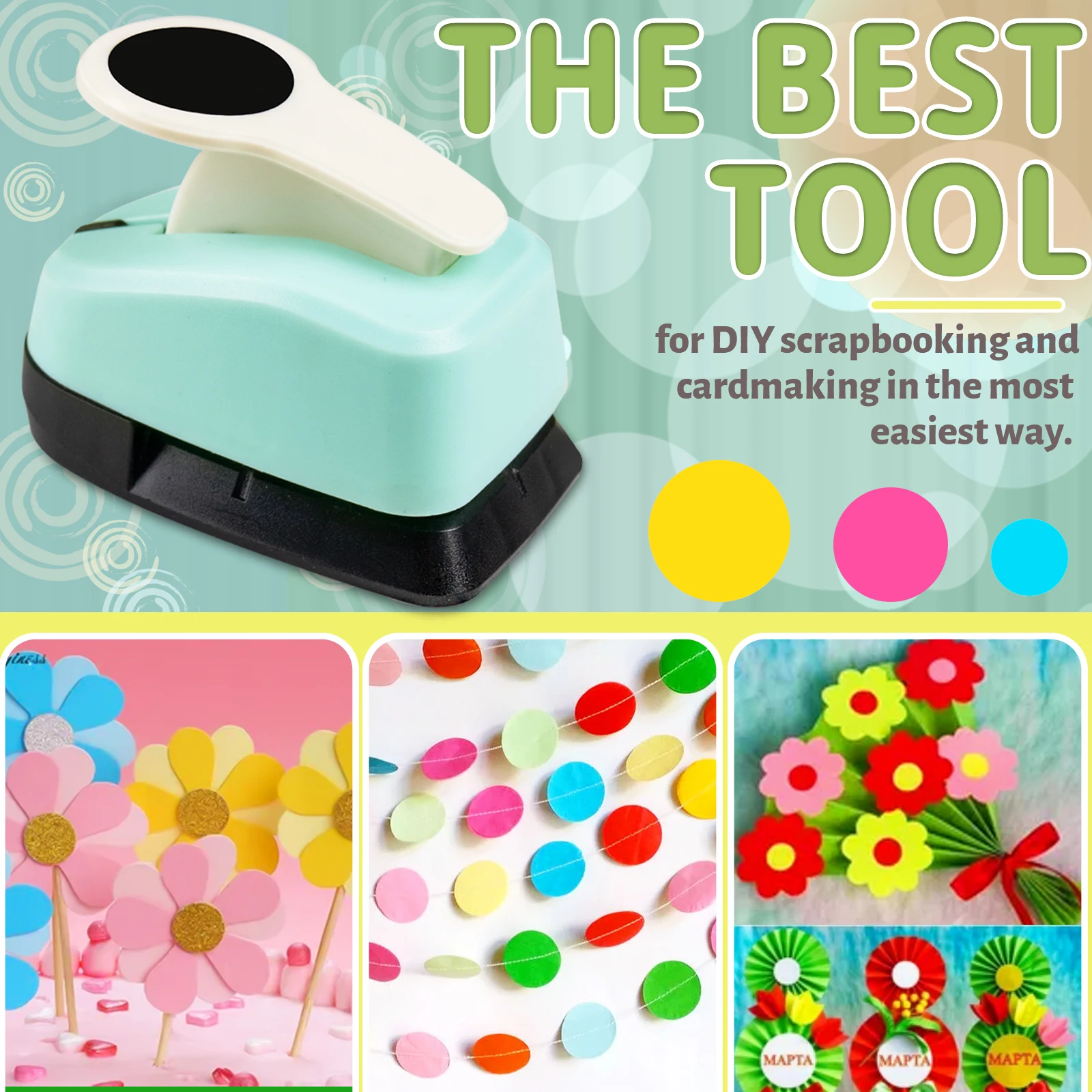 丸型紙穴あけパンチカッターツールセット 2 1インチ 50mm 38mm 35mm 28mm 25mm 18mm 16mm 9mm ペーパークラフト カードメイキング スクラップブック用