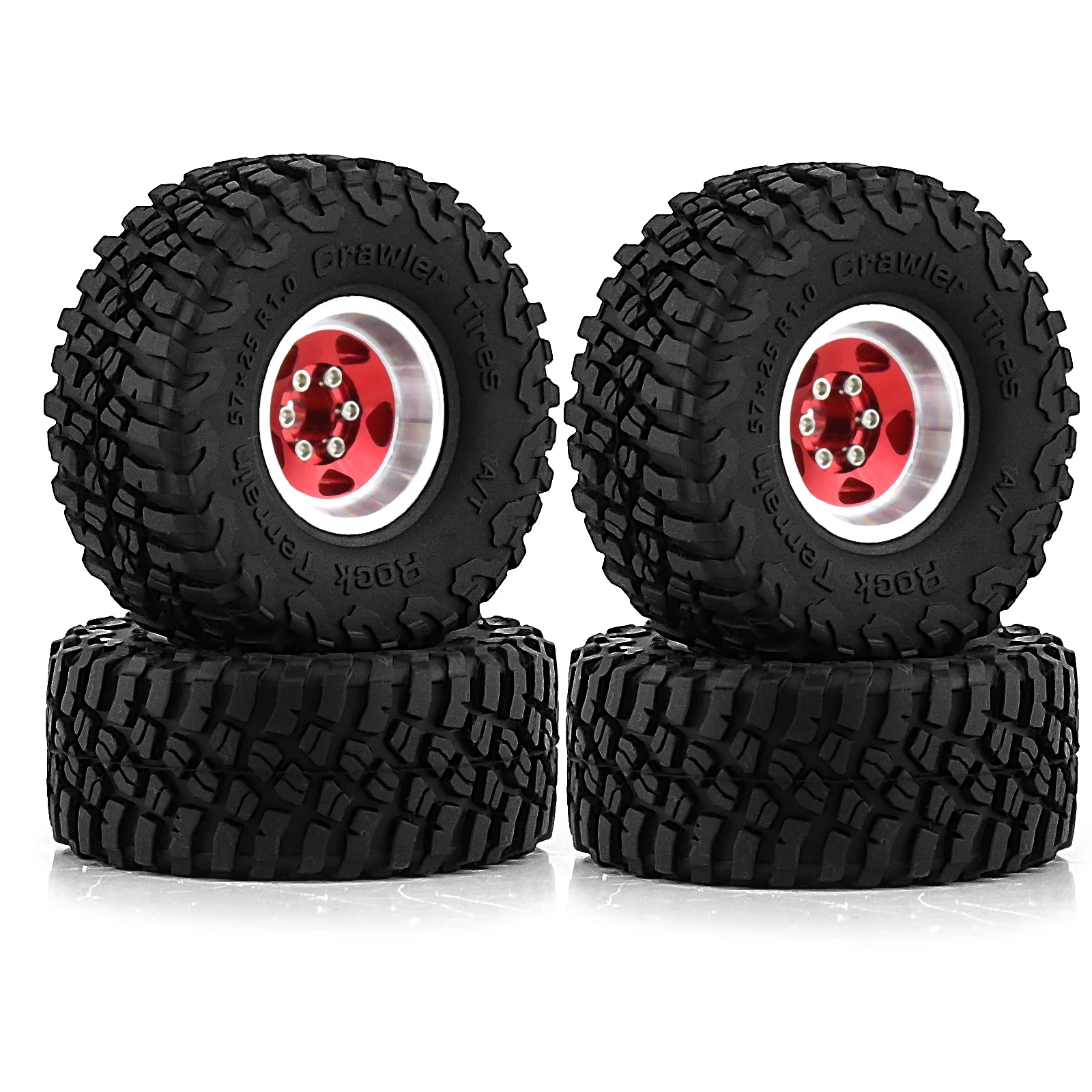 

1.0 Beadlock Wheels and Tires 1/24 Mud Slingers Grappler Tyres for 1：24 Crawler Car SCX24 FMS FCX24 Axial AX24 90081 C10 4PCS
