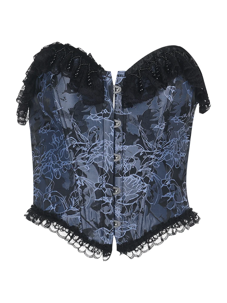 Women's Y2k Slings Soft Girl Lace Vest Dark Goth Fishbone Tube Top Dress Corset Outside Clothes Japanese Sexy Slimming Camisoles