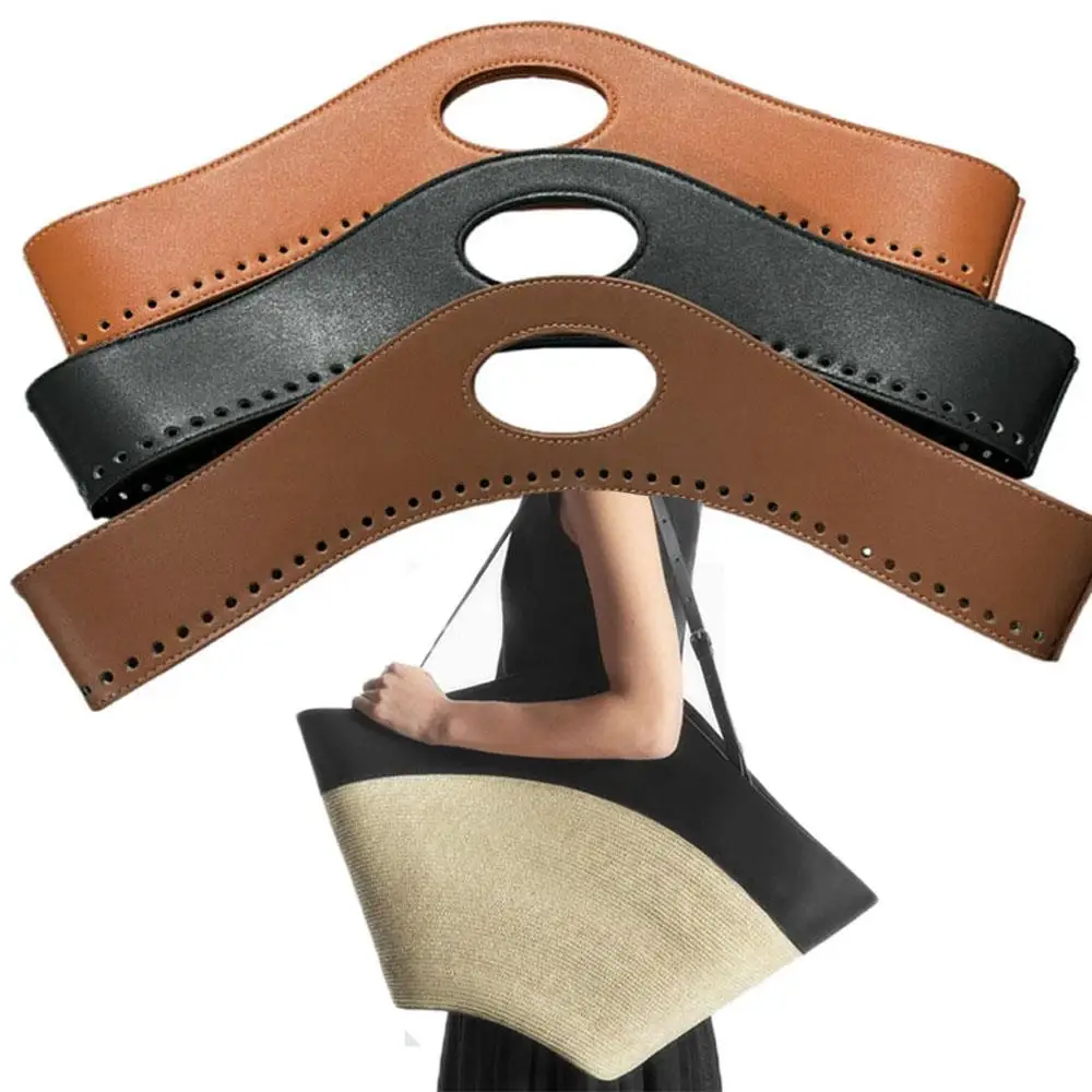 

Moon Bag Weaving DIY Bag Accessories Perforated Bag Handle PU Handle Vintage Versatile Leather Moon Bag With Perforated Handle