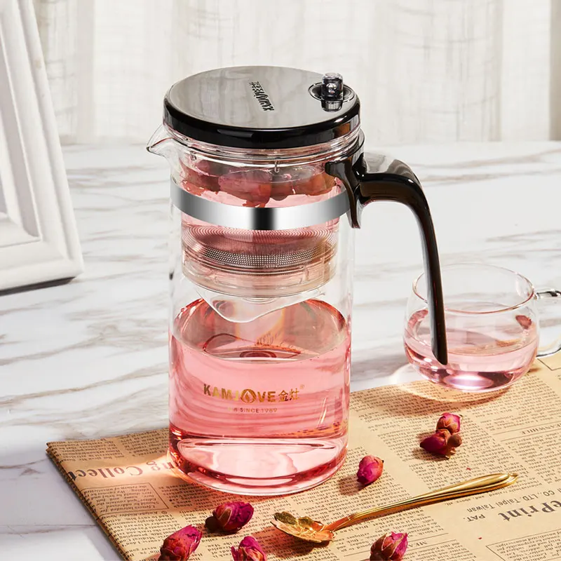 KAMJOVE Full-Disassembly Tea Brewing Tea Pot One-button Filtering Tea Separation Kettle Tea Coffee Maker Press Art Tea Cup 550ml