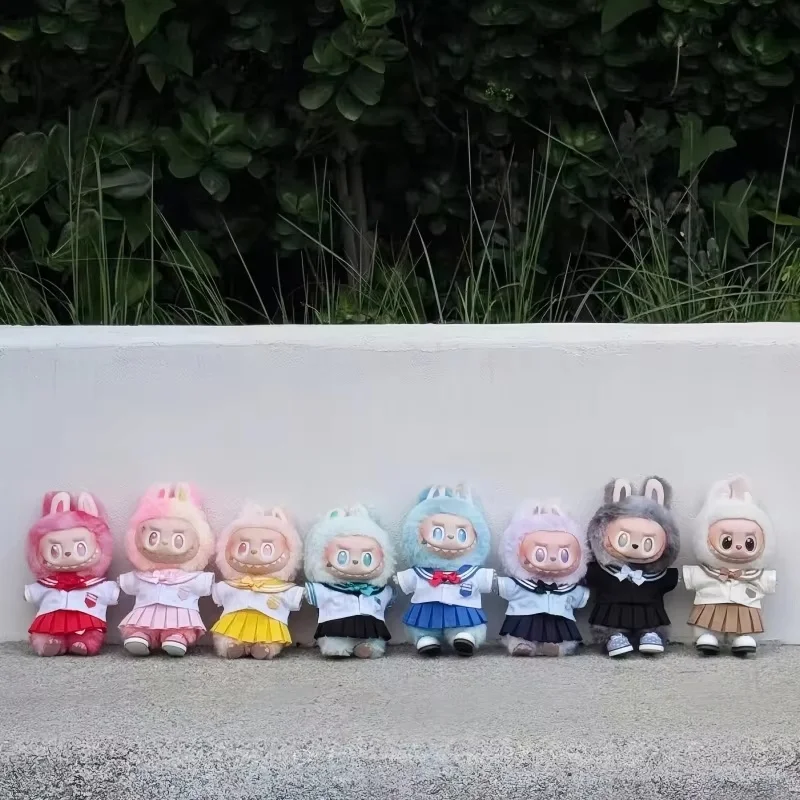 Venda quente 17cm jk saia terno roupas para labubu outfit acessórios bonecas roupas bonito decoração presentes em estoque sem boneca