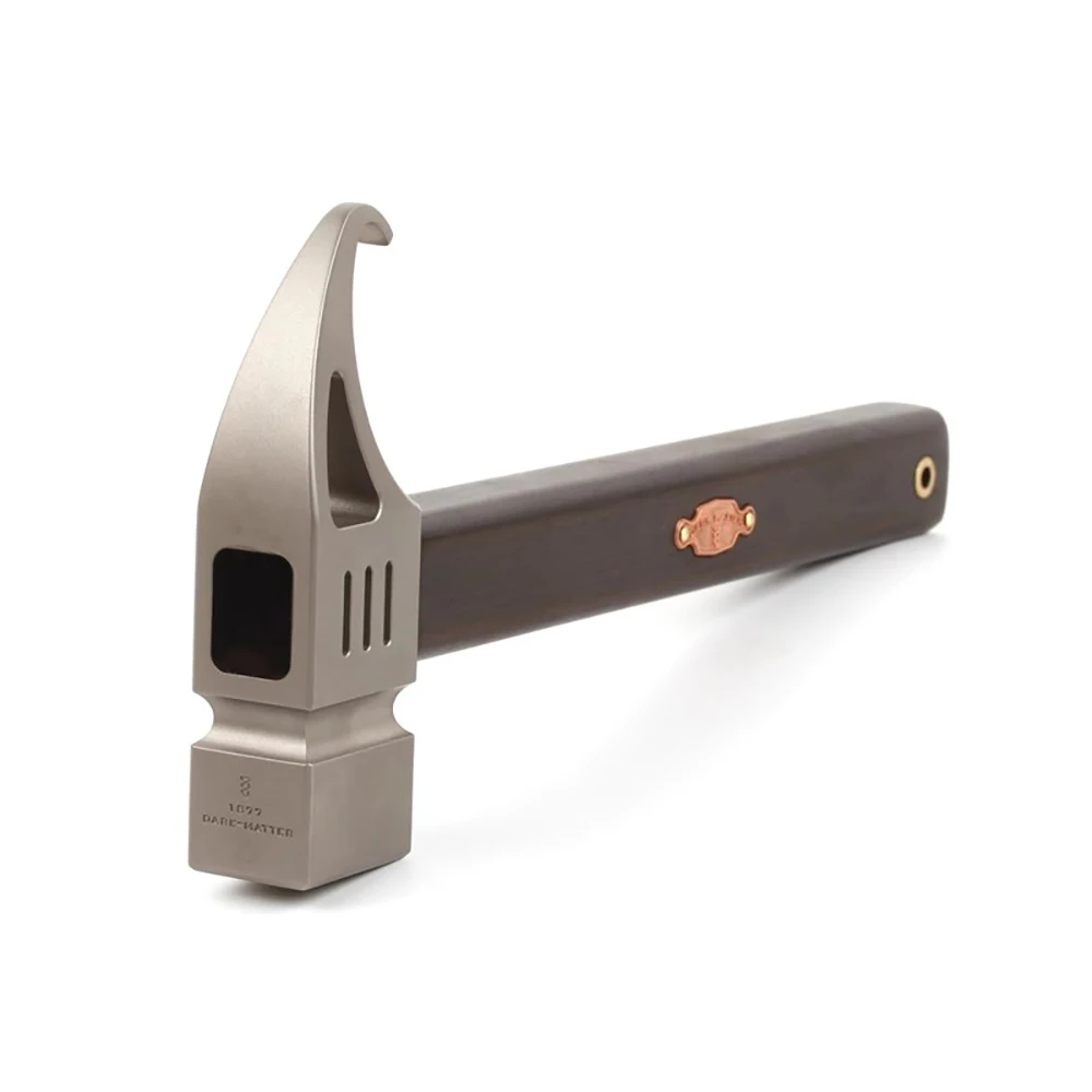 

Ultra-Light Ultra-Hard TC4 Titanium Alloy Camping Hammer – CNC Machined Ebony Wood Handle