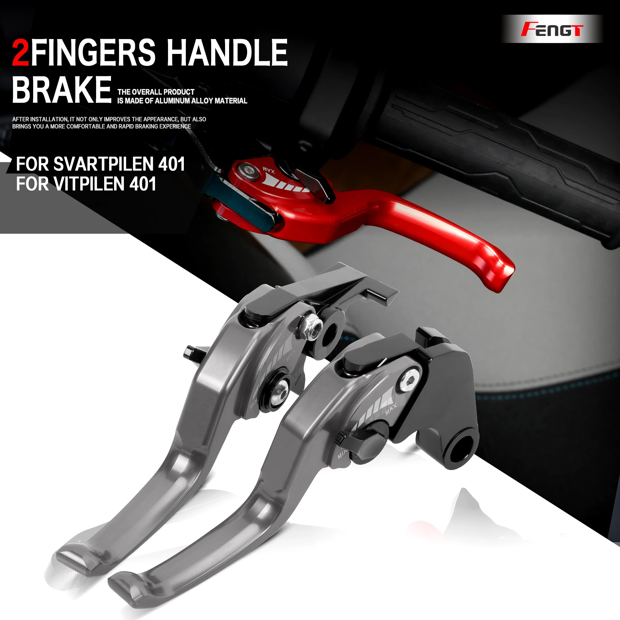 

For Husqvarna Svartpilen 401 VITPILEN 401 Motorcycle Adjustable Short-handled 2-finger Brake Clutch Lever Folding Handle Levers