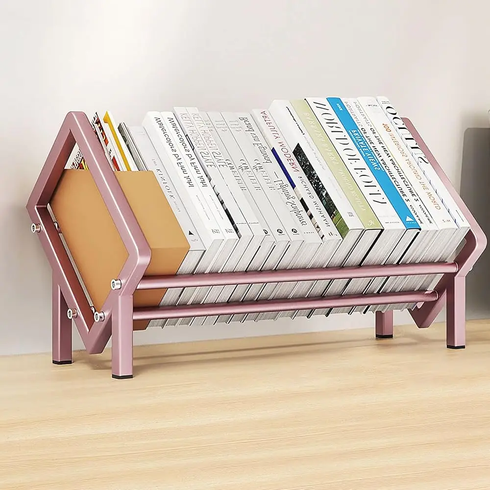 

Stainl Steel Desk Bookshelf, Desktop Shelf For Book Lovers And Record Keepers ,Vinyl Record Holder For Magazine/Cds/Book
