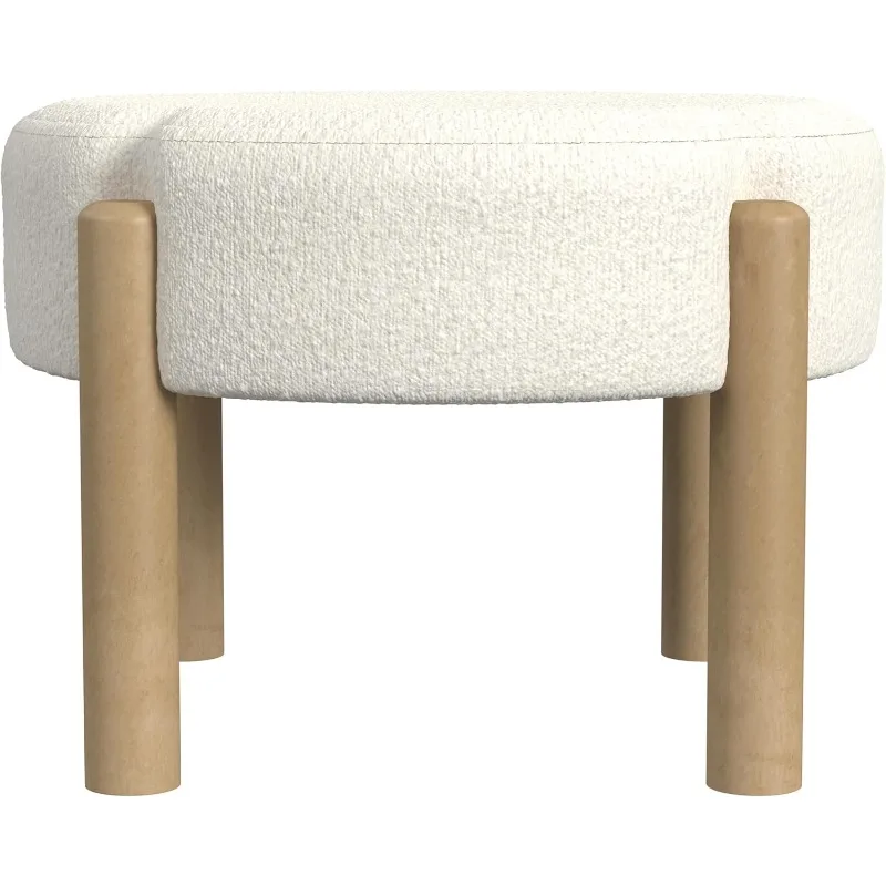 

Luna Modern Round Ottoman Home Décor|Ottoman for Living Room & Bedroom - Cream Boucle