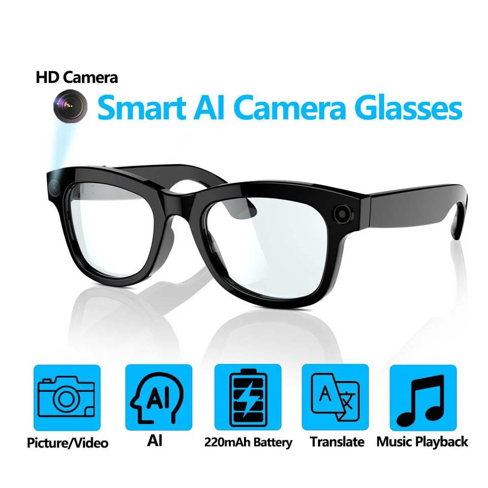 

Умные очки, голосовой помощник, AI-перевод, 1080P HD камера, Bluetooth-вызов, спортивные наушники на открытом воздухе, солнцезащитные очки для мужчин и женщин