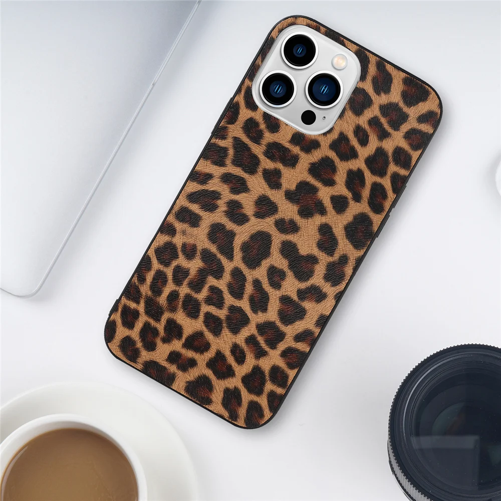 ins Sexy Leopard wzór zwierzęcy skórzany miękki futerał na iPhone 16 15 14 13Mini 12 11 Pro Max XS XR SE 8Plus tylna obudowa telefonu Coque