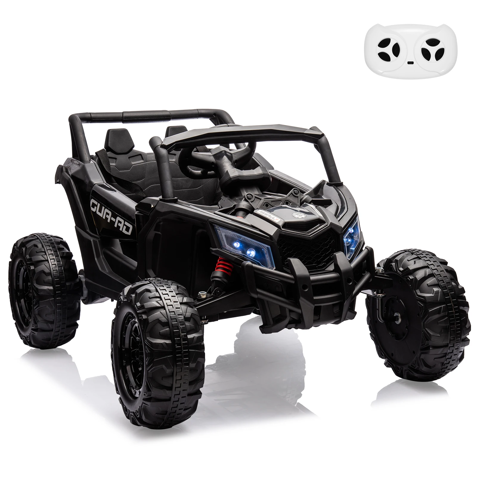 Ride on Car, Voiture UTV électrique tout-terrain à batterie 24 V avec télécommande, moteur 200 W, suspension à ressort, musique, lumières LED