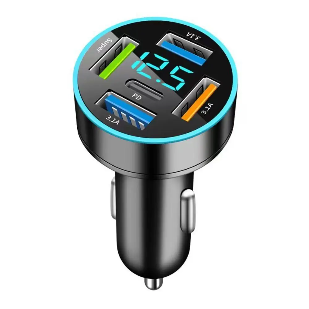 Dual USB Output Mobile Phone Car Charger Fast Charging 5 Ports 5 Ports Car Chargers Type C Universal Car Charger Adapter