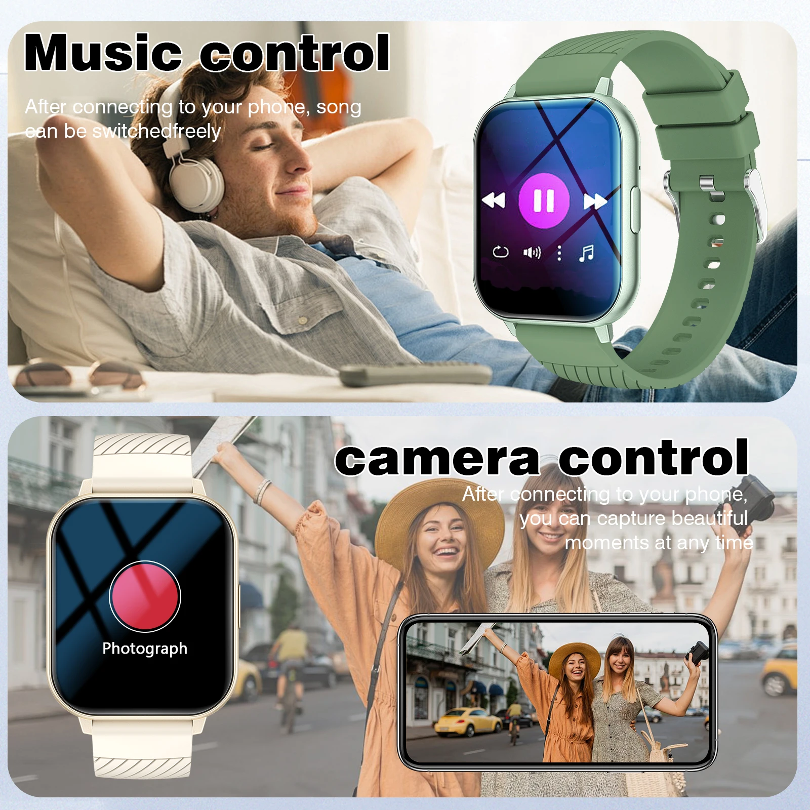 1.83" HD Display Smart Watch-Wireless Calls,Custom Wallpapers,Android/iOS Compatible.Fitness,Alerts,Music Control.StylishforAll