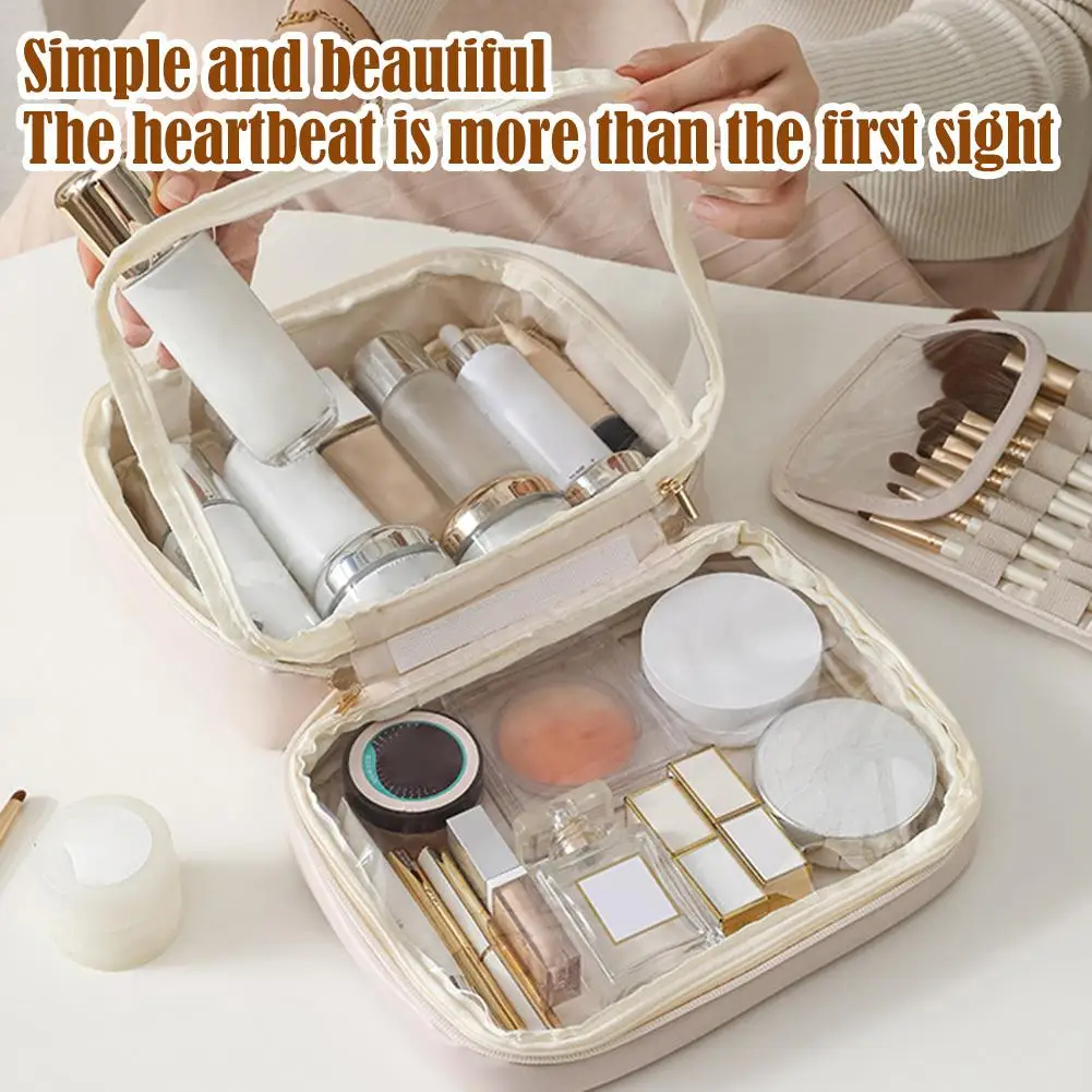 Borsa per cosmetici da toilette Multi-scomparto da 1 pz borsa per il trucco da viaggio da donna borsa per il trucco impermeabile in pelle PU