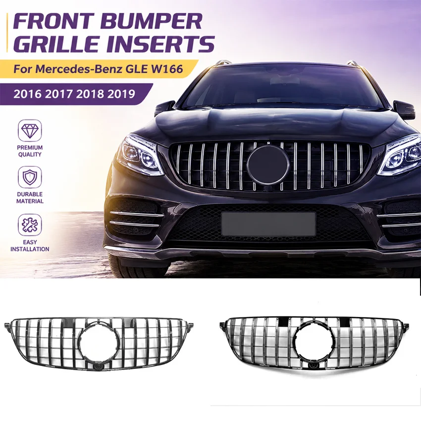 Car Front Bumper Grille Inserts for Mercedes-Benz GLE W166 2016 2017 2018 2019 GT Styles Body Kit Refits Tuning Accessories Sets