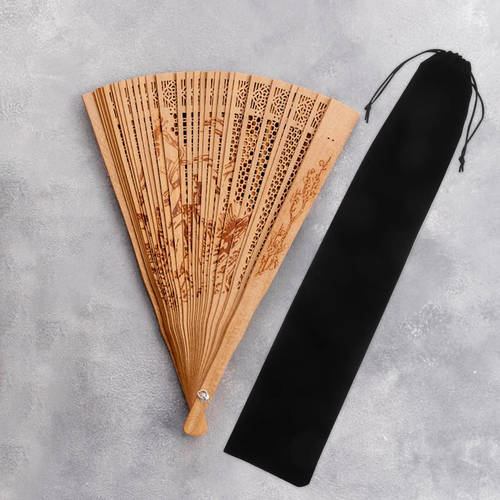 2Pcs Fan Storage Bag for Folding Hand Fans Soft Lint Material Drawstring Pocket Organizer Portable Fan Carry Pouch Compact