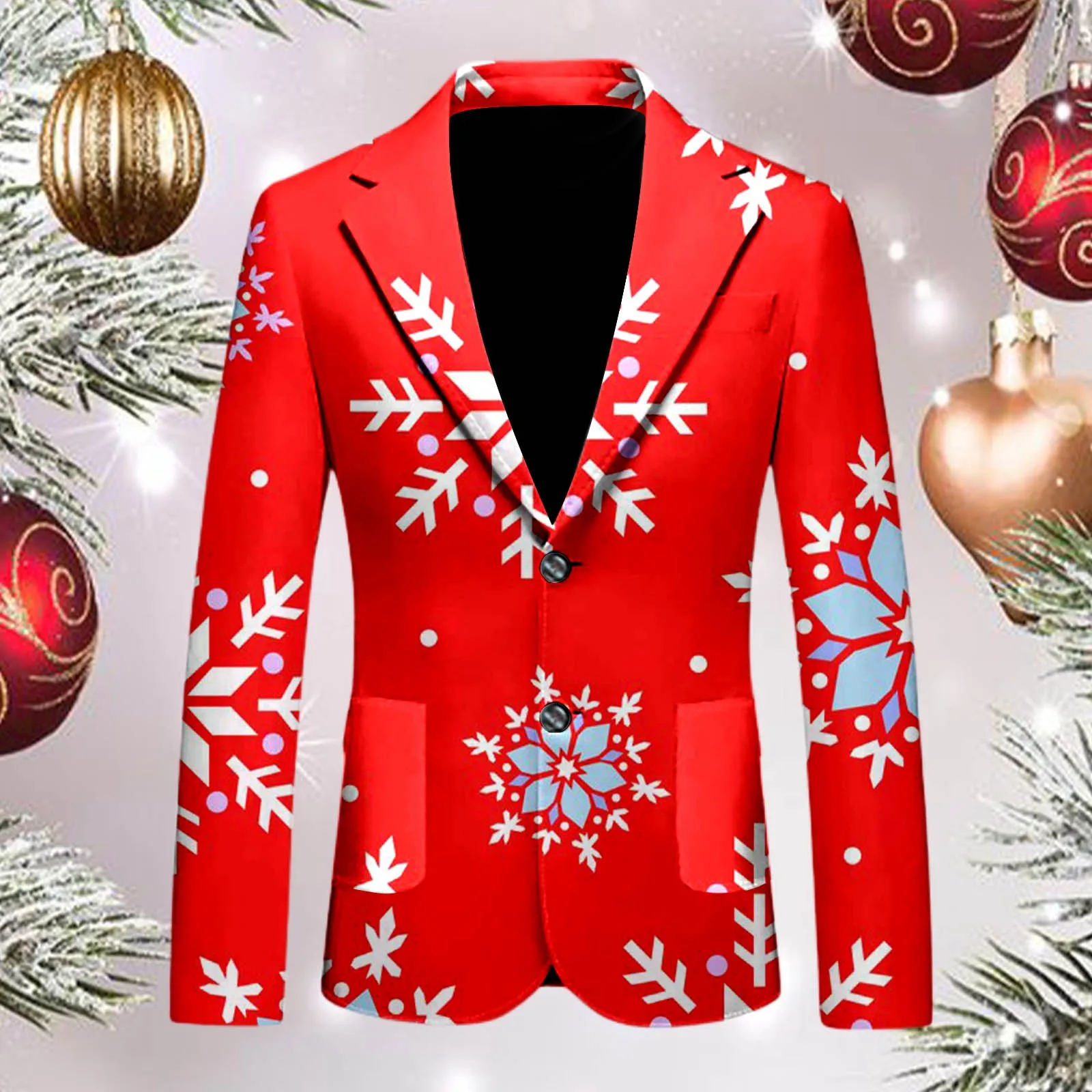 Men's Christmas Printed Loose Casual Personality Fashion Suit Jacket Big Men Suits 3xl Men Check Suit