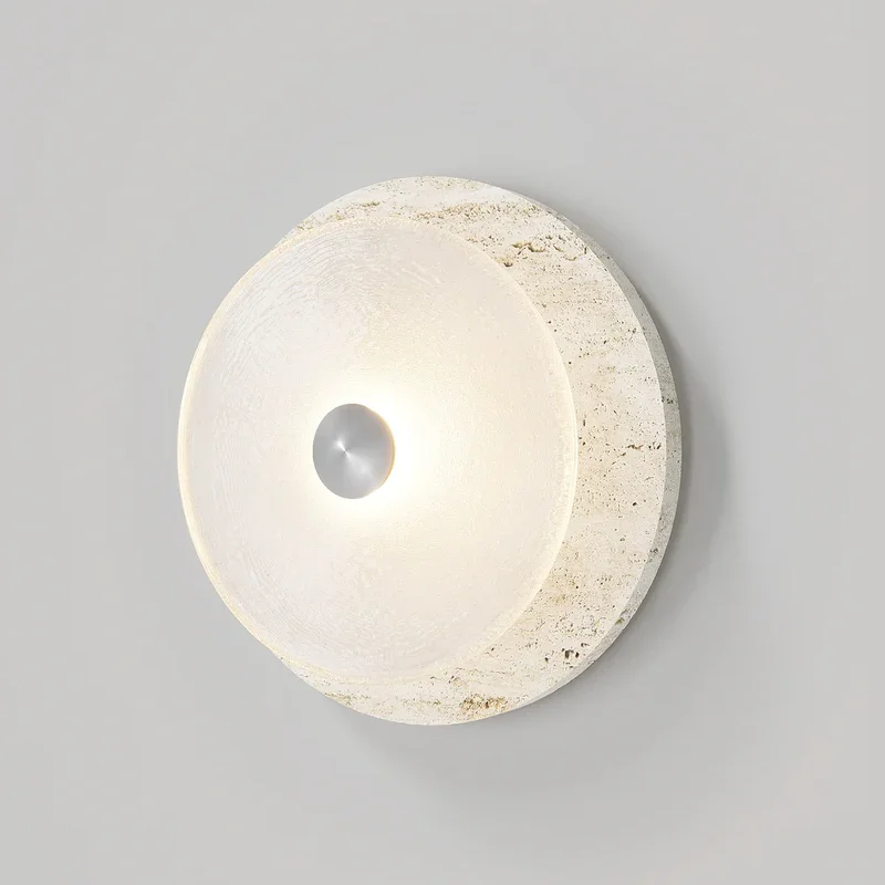 ANWGNUI Decorative Glass Travertine LED Wall Lamp Hotel Background Sconce Light Living Room Bedroom Corridor Bathroom