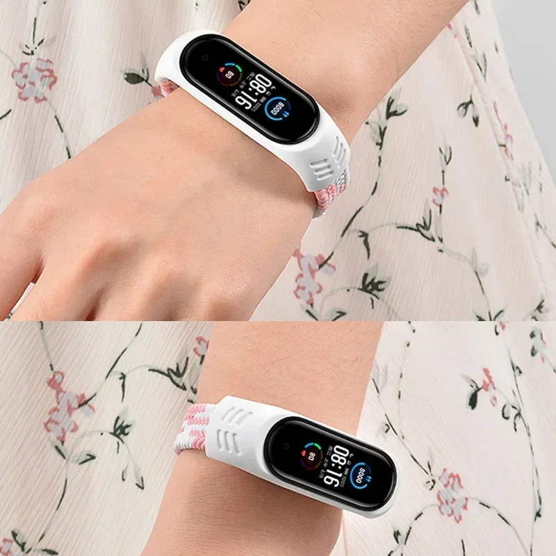 Bracelet for Strap Mi Band 4 Nylon Braided Solo Loop Elastic Bracelet Miband6 Miband5 Wristband for Xiaomi Mi Band 5 4 6 Strap