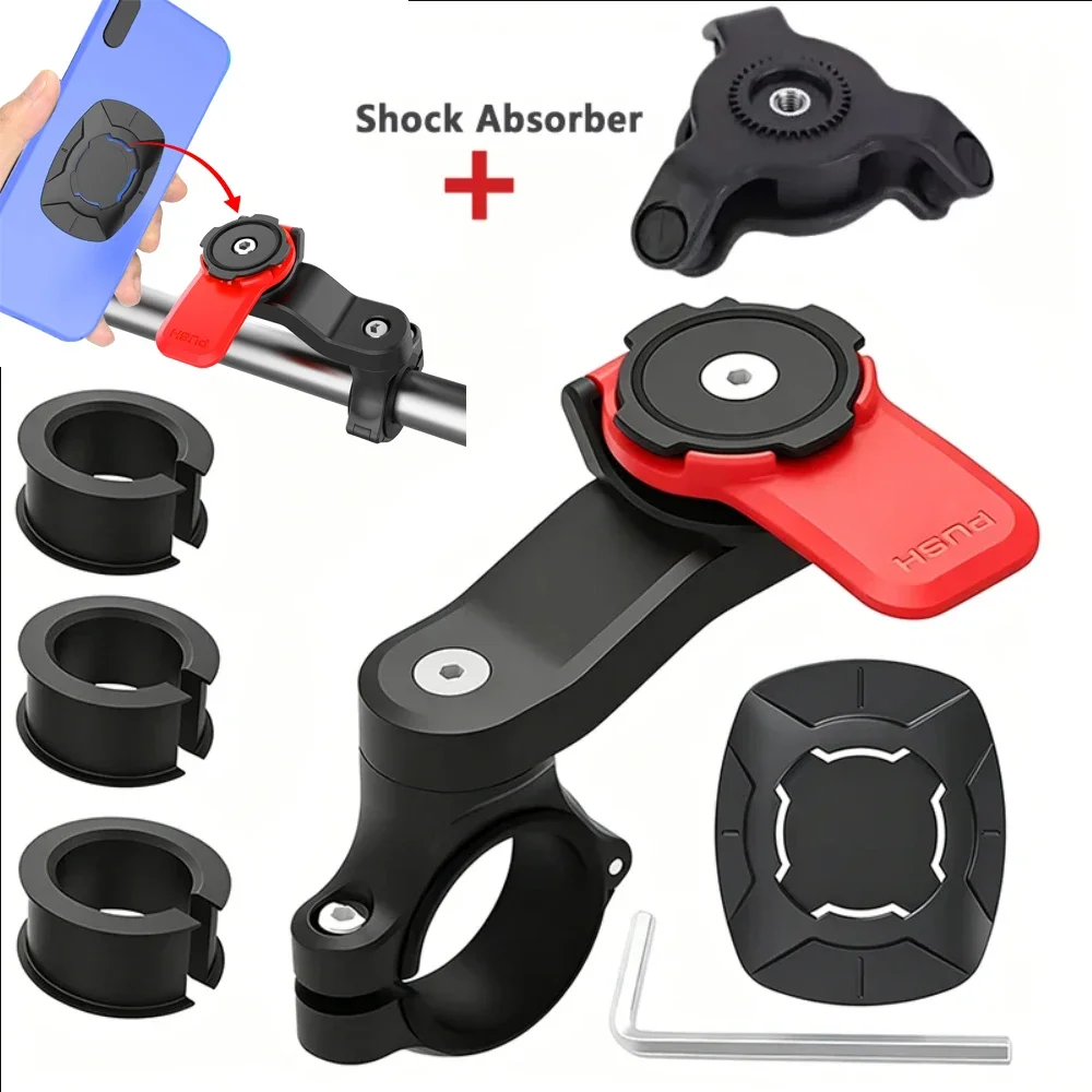 Universal Bicycle Phone Holder, 360° Rotatable Detachable Motorcycle Shock-absorbing Anti-Shake Holder GPS Navigation Mount