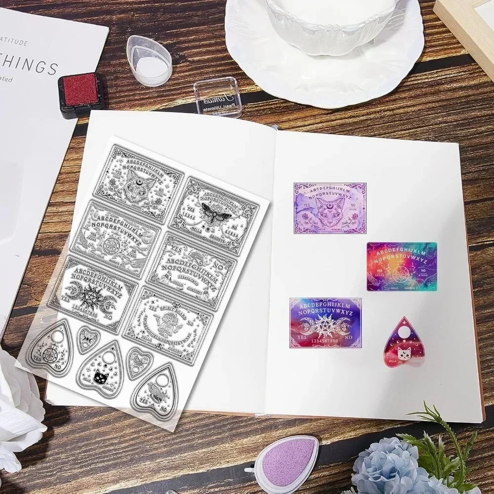 Moth Clear Stamps Black Cat Scales Witch Magic Moon phases Transparent Stamp Seals for DIY Scrapbooking Journals Photo Album
