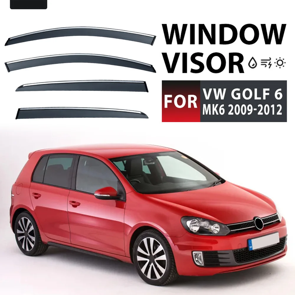 

Chrome Strips Rain Guards for VOLKSWAGEN VW GOLF 6th Generation MK6 2008-2013 Window Visor Wind Deflectors Door Visor