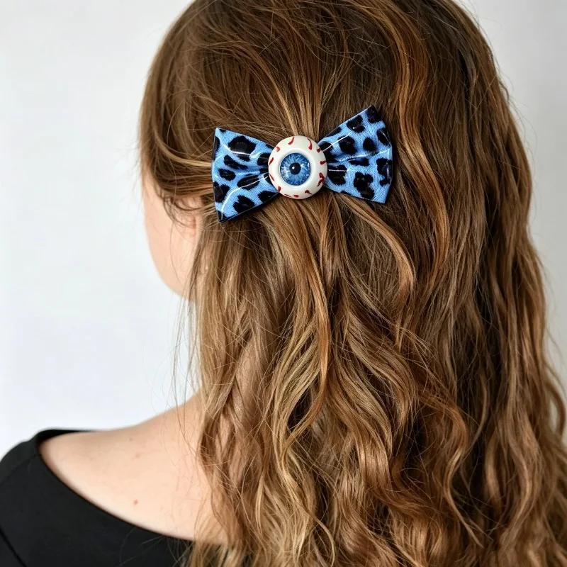 Colorful Leopard Bow Hair Clip, Creative Cosplay Accessory