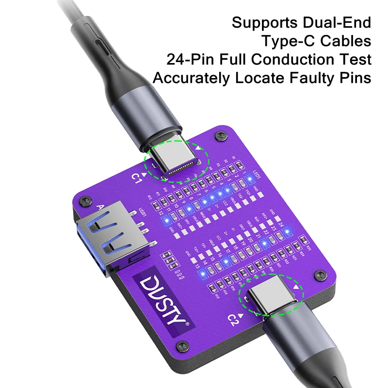 

MECHANIC TC-24 Dual-head Type-C Line Testing Tools for IP Android Fast Charging Cable Tester 24Pin Full Conduction Test