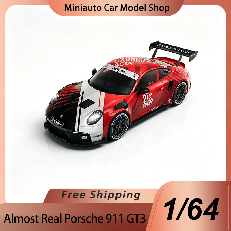 Modelo a Escala 1:64 de Porsche 911 GT3 Cup Carrera Cup Asia PCCA, Diseño Oficial del Patrocinador, Auto de Juguete Fundido a Presión, PREVENTA