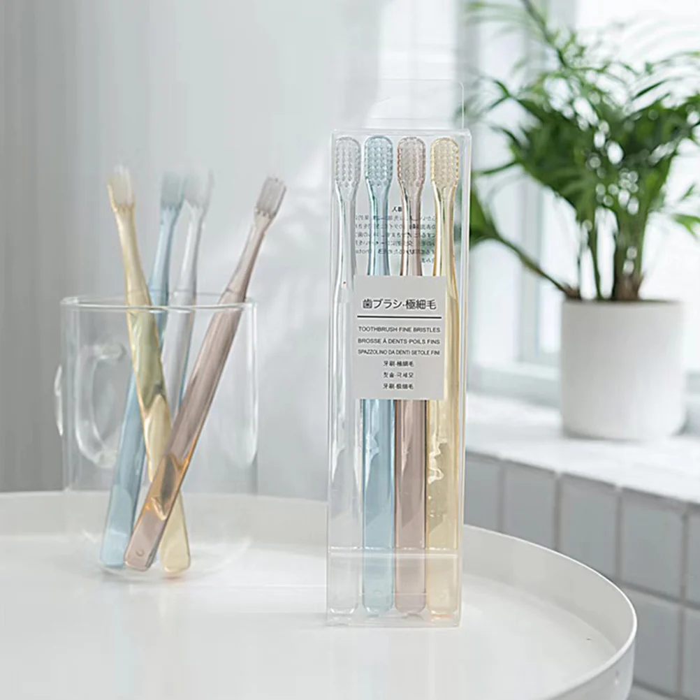 8 Pcs Clear Handlel Toothbrush Toothbrushes for Small Head Soft Cleaning Travel Bristle Adults