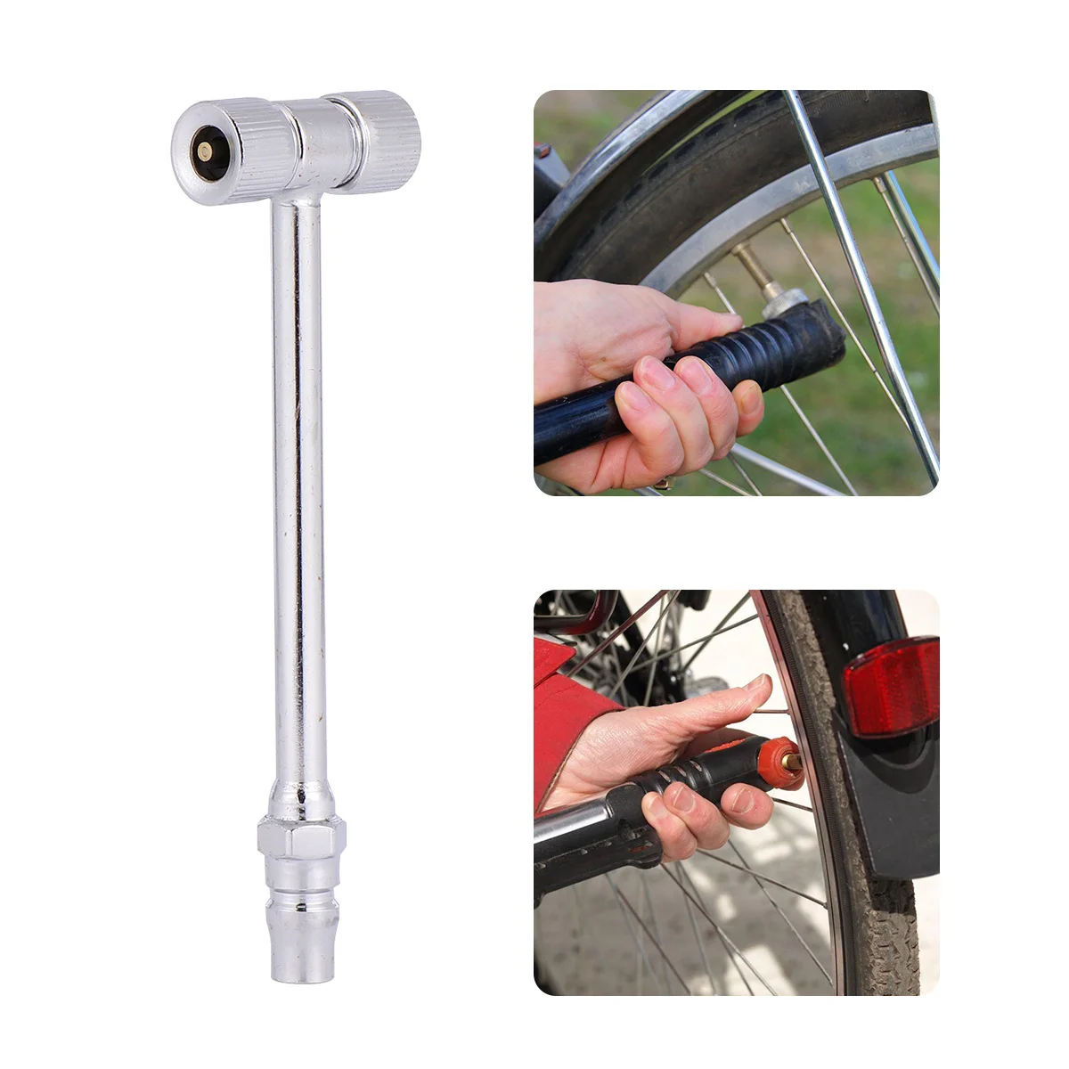 Air Inflatable Nozzle Head Portable Tire Inflator Metal Motorcycle Pump Accessory