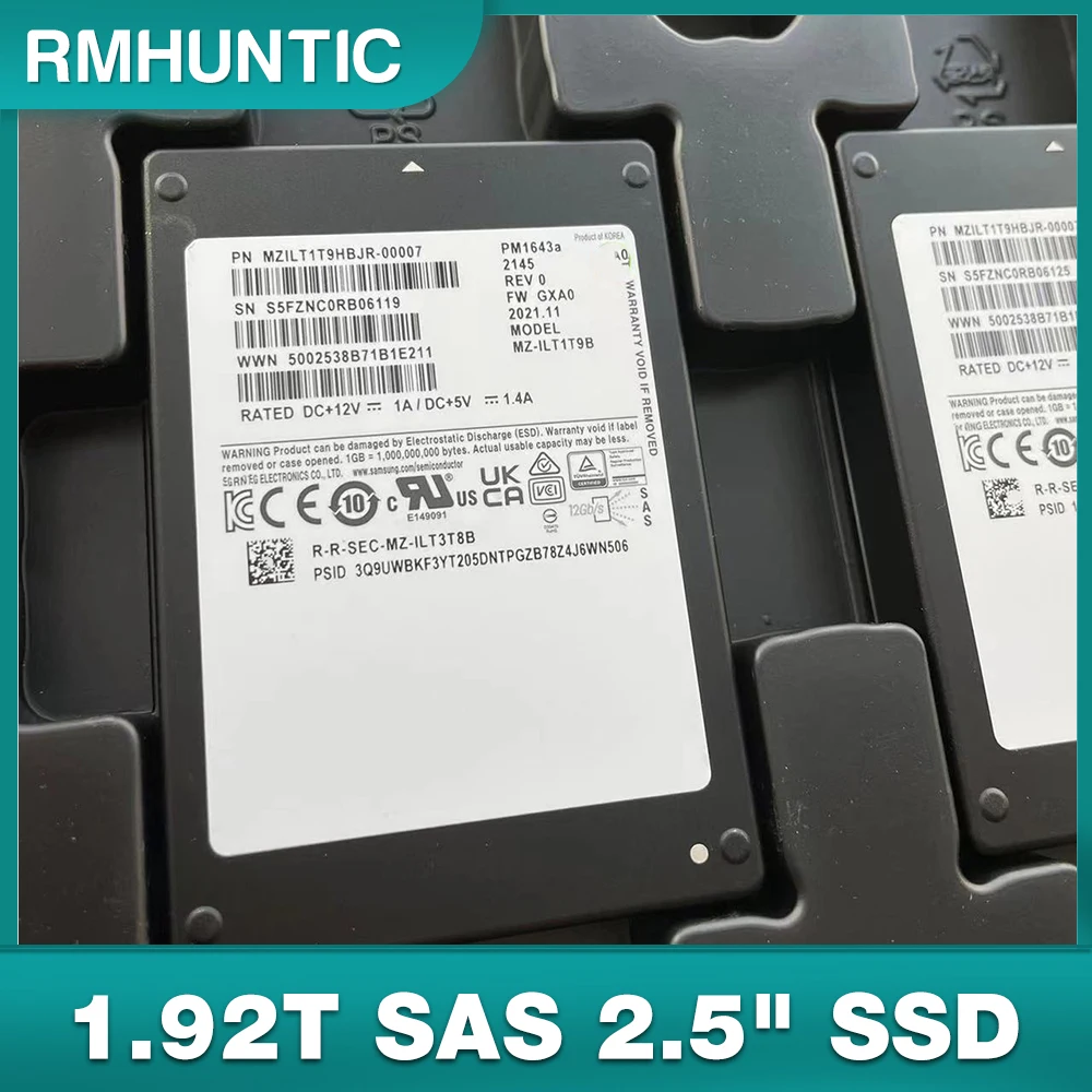 SSD For Samsung PM1643A Enterprise Server Solid State Drive MZILT1T9HBJR-00007 1.92T SAS 2.5