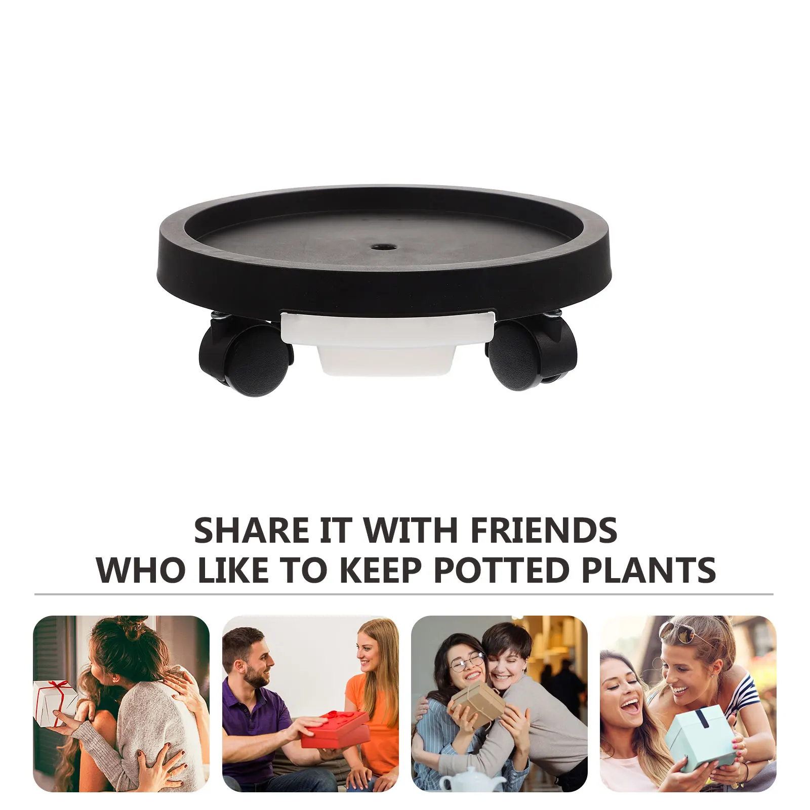 

Flowerpot Tray with Casters Durable PP Material Plant Pot Trays Gardening Wheels Movable Trolley
