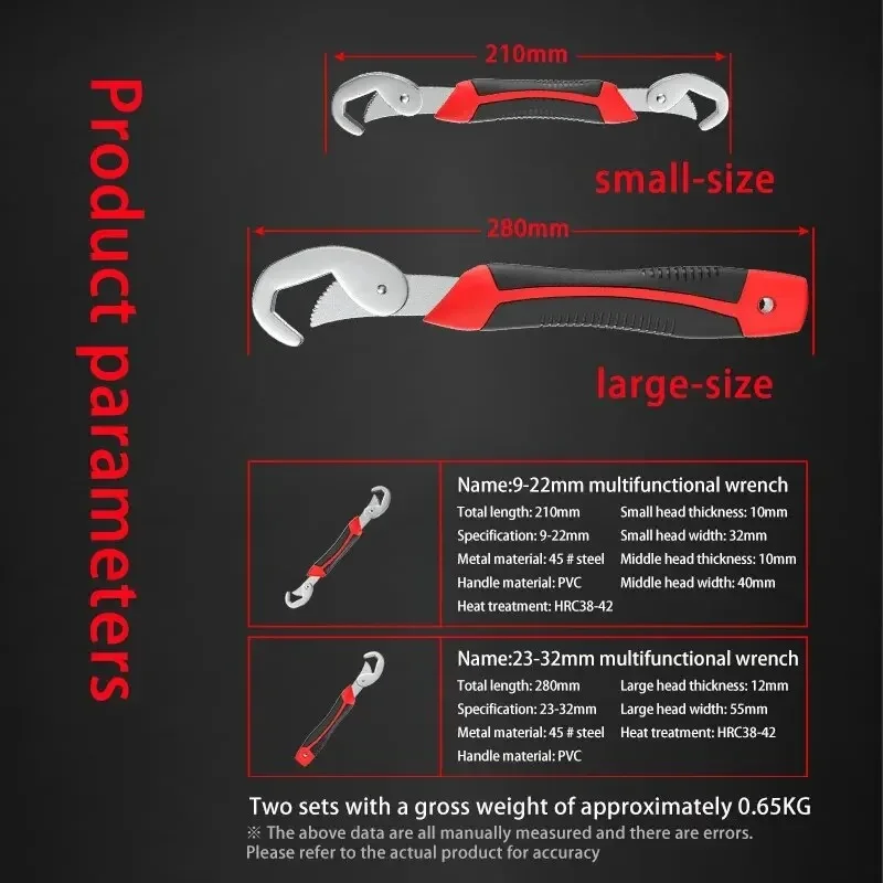 Adjustable Open End Double Wrench Multifunctional Universal Pipeline High Carbon Steel Wrench Set Manual Hardware Grip Tool
