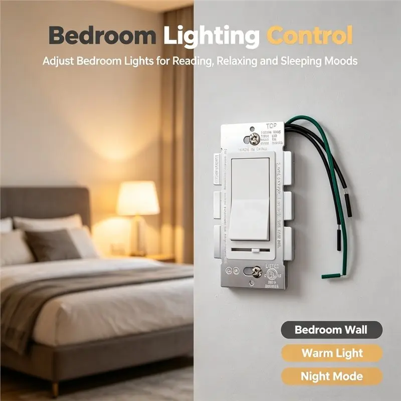 HGHO Rotary On/Off Dimmer Switch/Dimmer, Electronics Fan-Speed Control, Slide/Rotate LED Lighting Dimmer- US Standard, 1PC