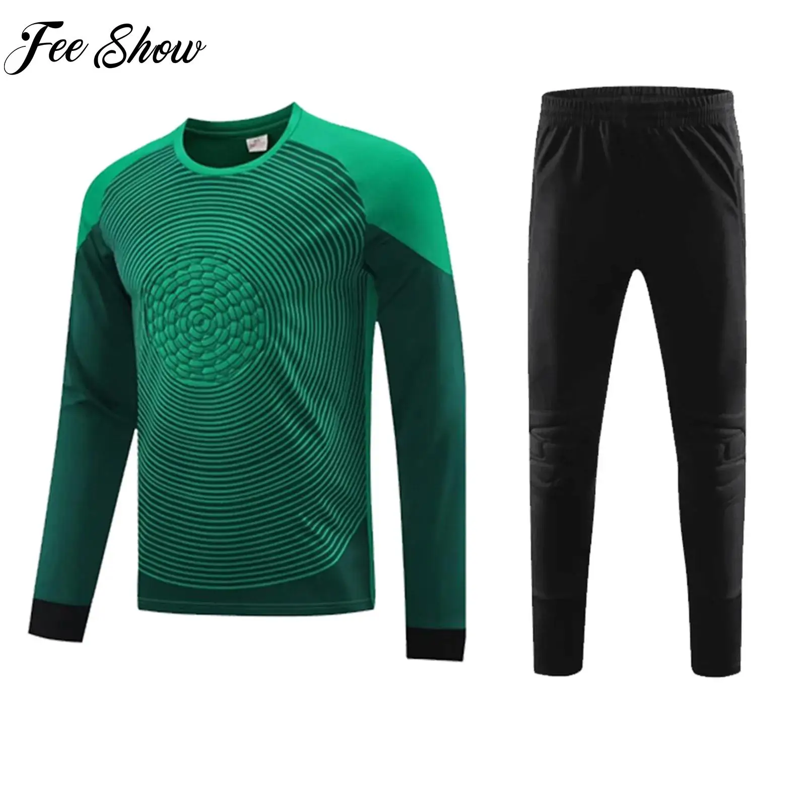 

2 Pcs Sportswear Sports Suit Kids Boys Training Workout Clothes Suits Long Sleeve Jersey Top Pants Set Soccer Goalkeeper Outfits