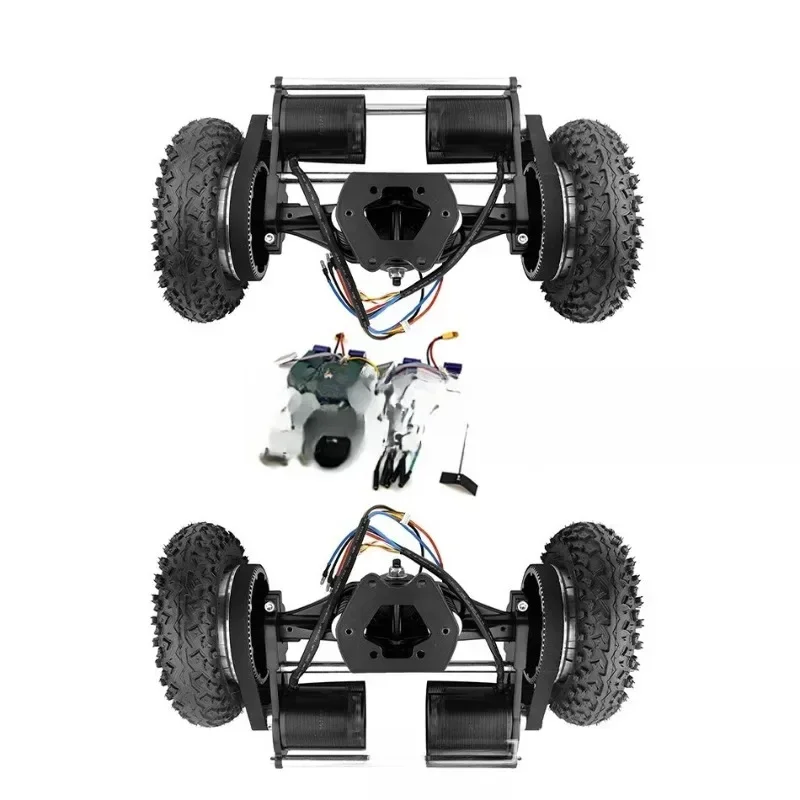 Red personality four-wheel drive electric skateboard belt drive frame longboard mountain board 11-inch bracket 8-inch tire