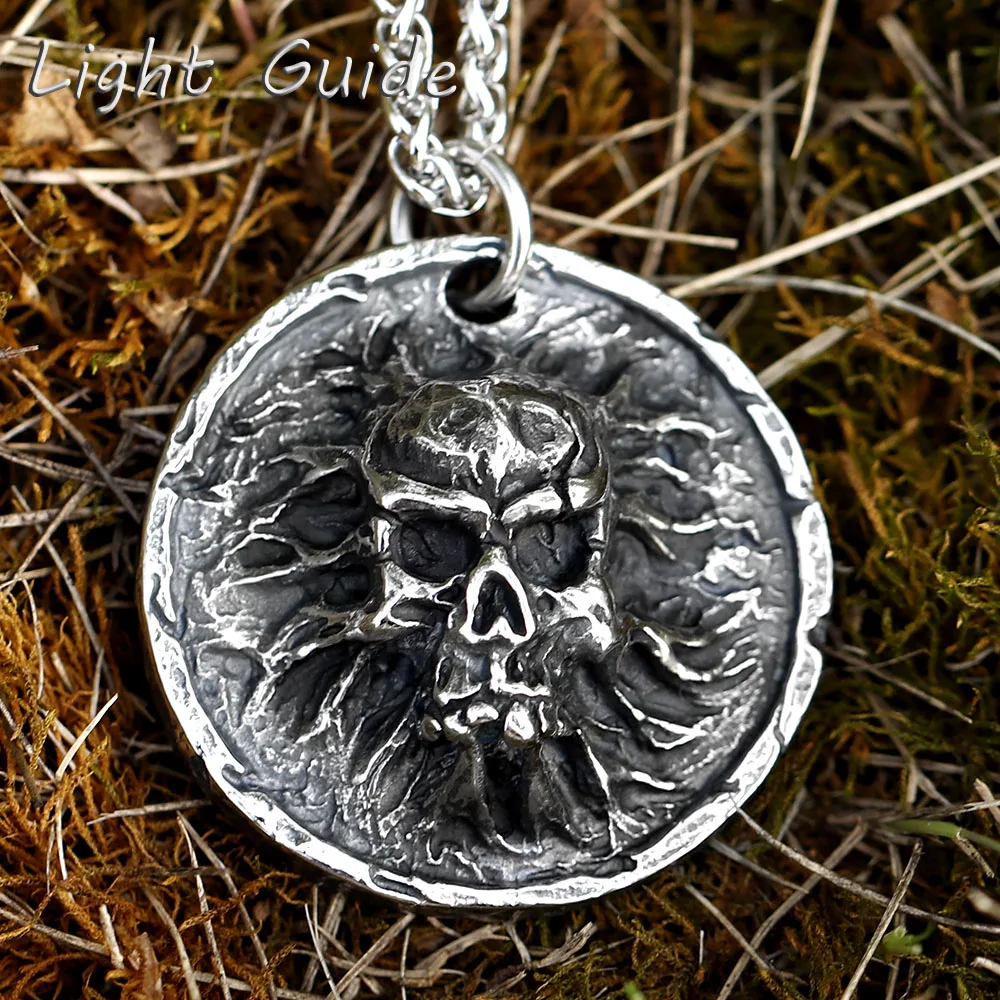 

2022 New Design 316L stainless steel Goat Horn Devil Skull Pendant Necklace Vintage Cross High Quality Jewelry free shipping