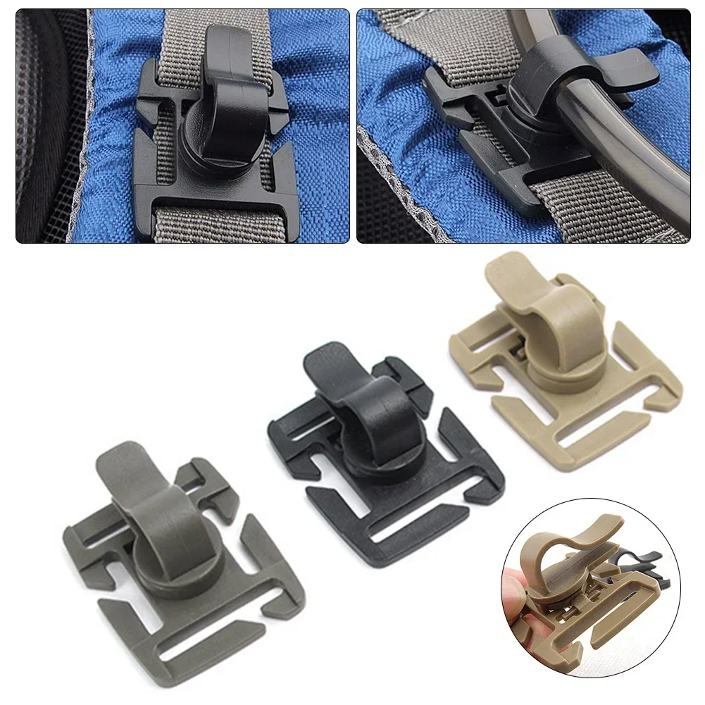 1PC Drink Tube Clip Fixed Gear Water Pipe Hose Clamp Molle Backpack Tactical Buckle Outdoor Hike Hydration Bladder Accessories