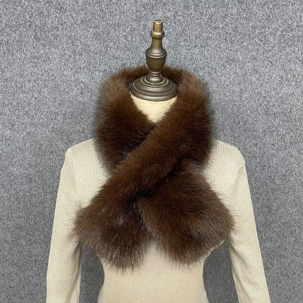 New Faux Fox Fur Neck Scarf Soft Pull Through Cross Collar Scarf Leopard Spot Pattern Winter Fur Collar Cold Weather Wear