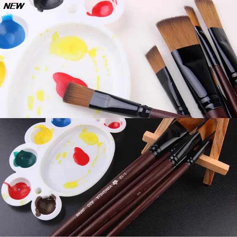 

6Pcs/Set Flat Nylon Hair Oil Painting Acrylic Painting Brushes Artist Supplies High Quality
