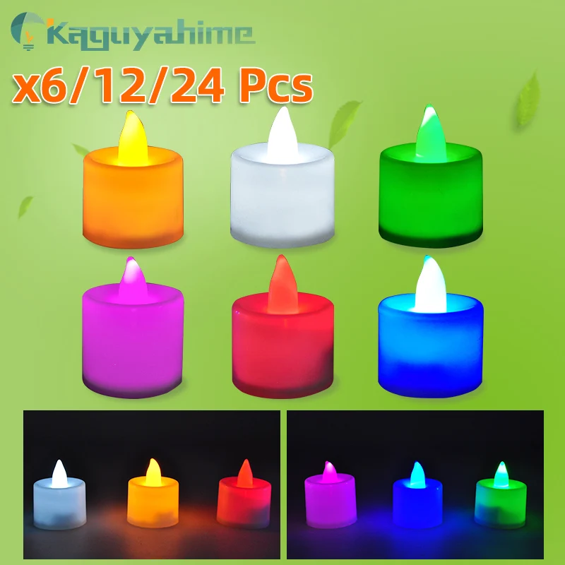 =(K)= 6/12/24Pcs Simulation Electronic LED Candle Light Hotel Wedding Birthday Confession Romantic Scene Proposal Props