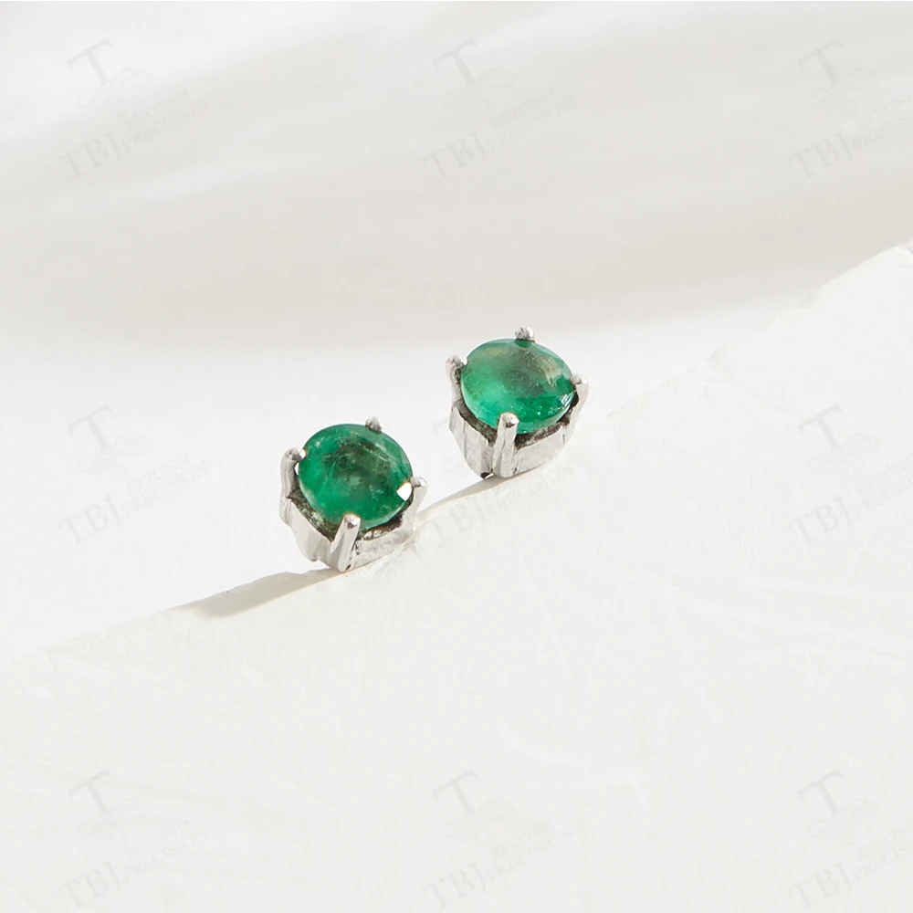 Classic design Handmade Gemstone Earring natural Emerald 925 sterling silver for girls nice gift