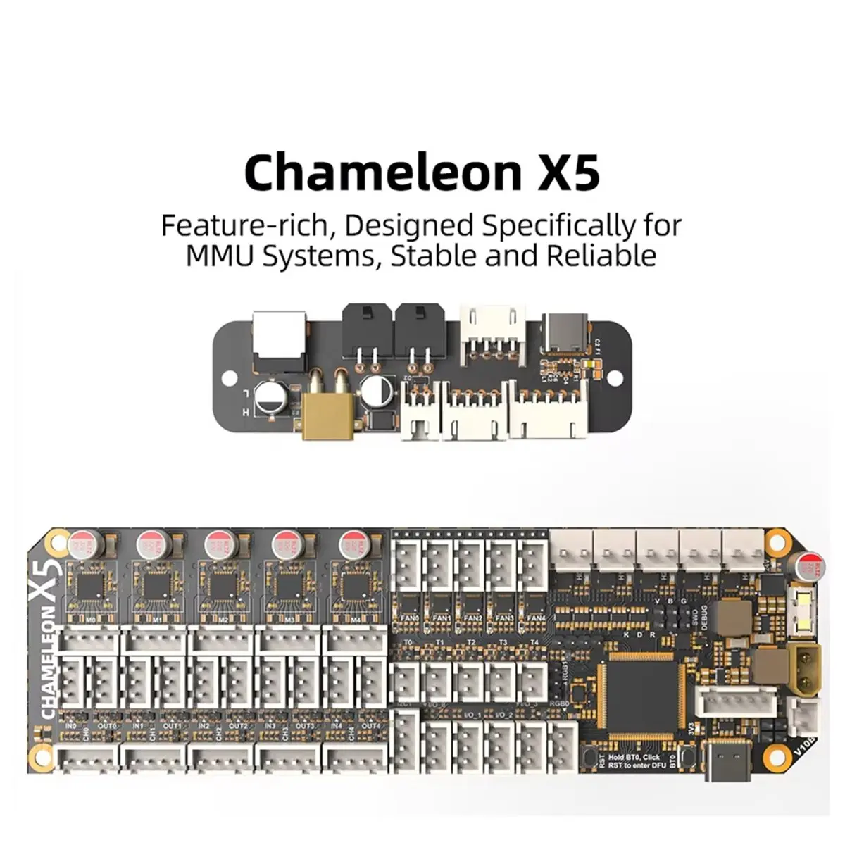 

Материнская плата Chameleon X5 ERCF QuattroBox MMU с поддержкой сушки горячим воздухом и связью USB/CANBUS