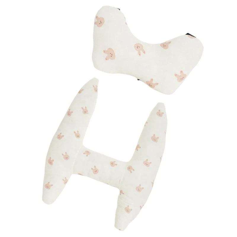 J15U Car Safety Neck Pillow Lovely Kids Car Sleep Neck Support Cushion Head Rest H-Shape Travel Sleep Throw Pillow
