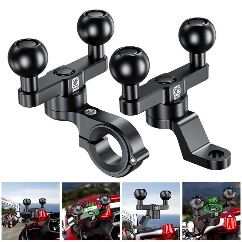 1 inch Double Ball Head Adpter Motorcycle Bike Handlebar Rearview Mirror Mount Base for DJI GoPro insta360 X3 Camera Accessories