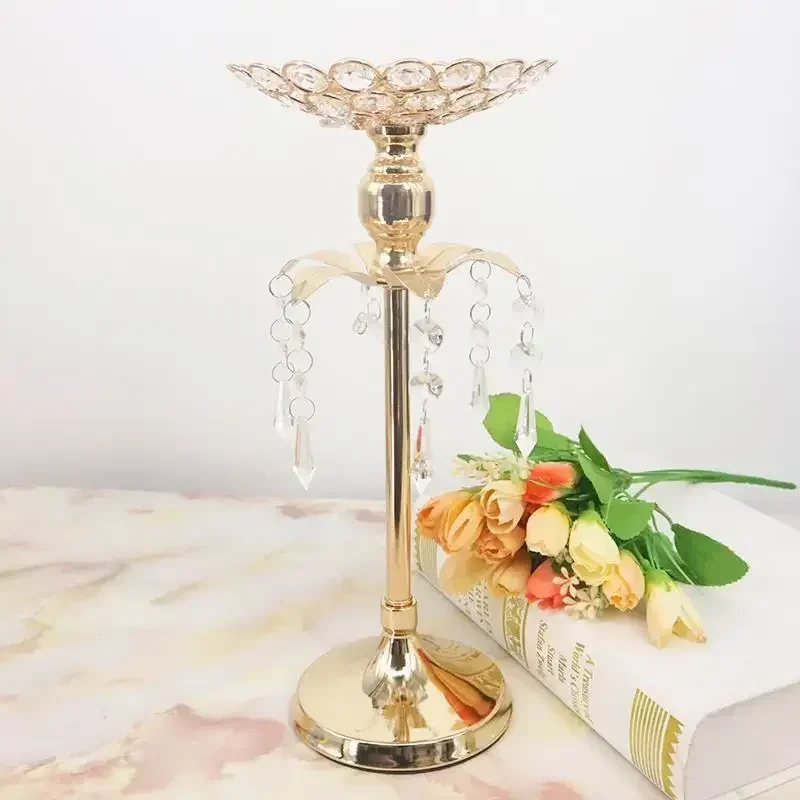 Gold Crystal Candle Holder Wedding Decoration Table Centerpieces Birthday Party Flower Vase Holder Home Decor